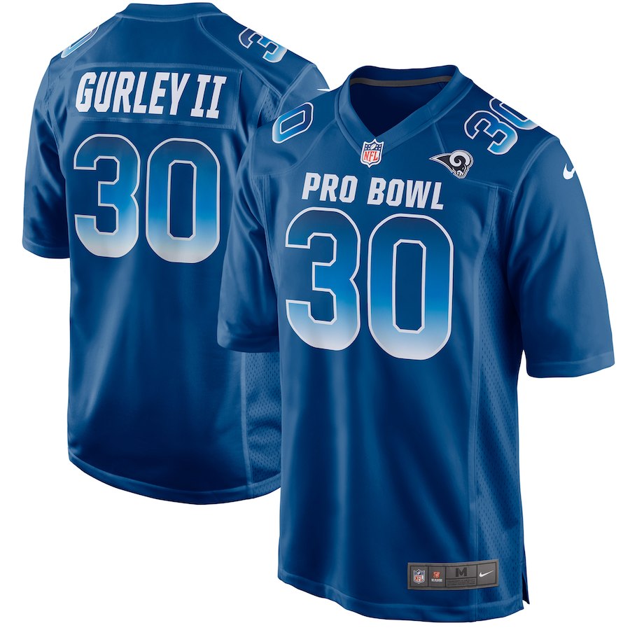 Men's NFC Los Anagels Rams #30 Todd Gurley II Royal 2019 Pro Bowl NFL Game Jersey